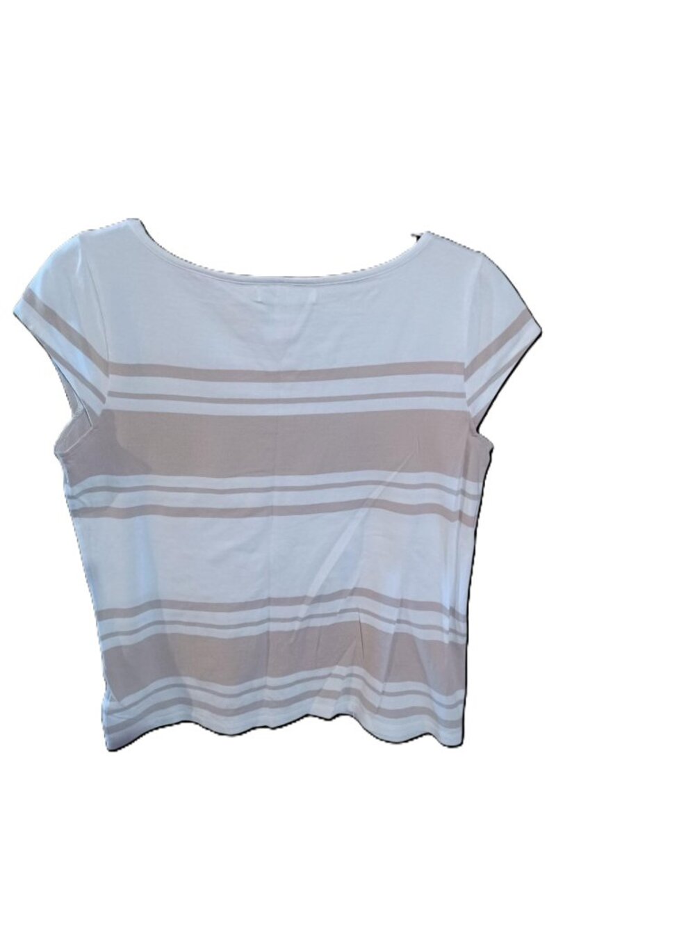 Liz Claiborne Off White Top With Beige Stripes Size Medium - Picture 3 of 3